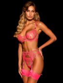 Bella Neon Pink 3 Piece Lingerie Set